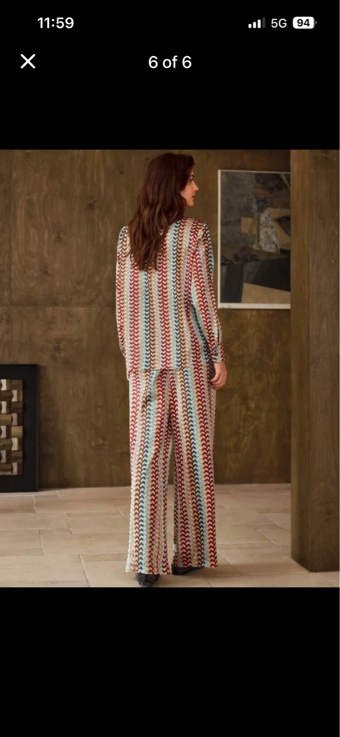 Women's Colourful Patterned Shirt and Pants Set - photo 2