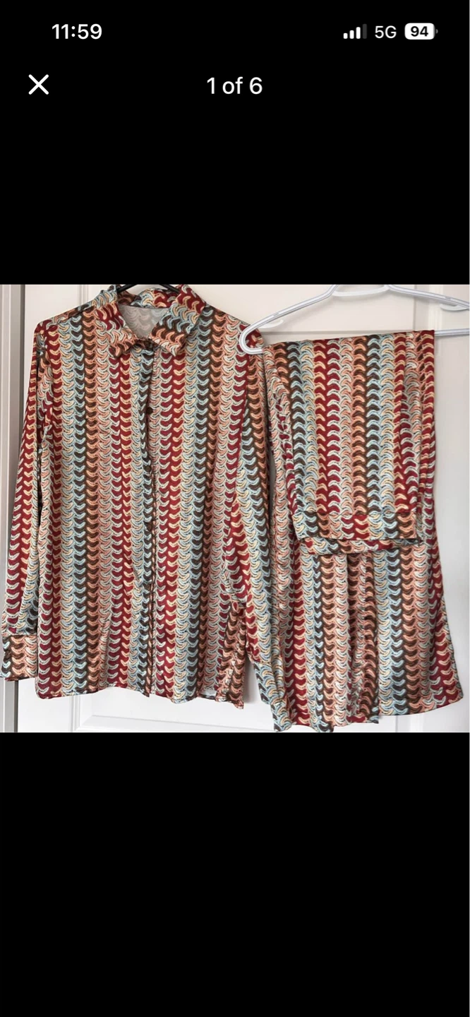 Women's Colourful Patterned Shirt and Pants Set - photo 3