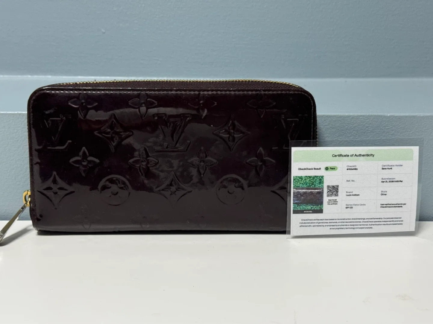 Louis Vuitton Monogram Vernis Zippy Wallet Authentic