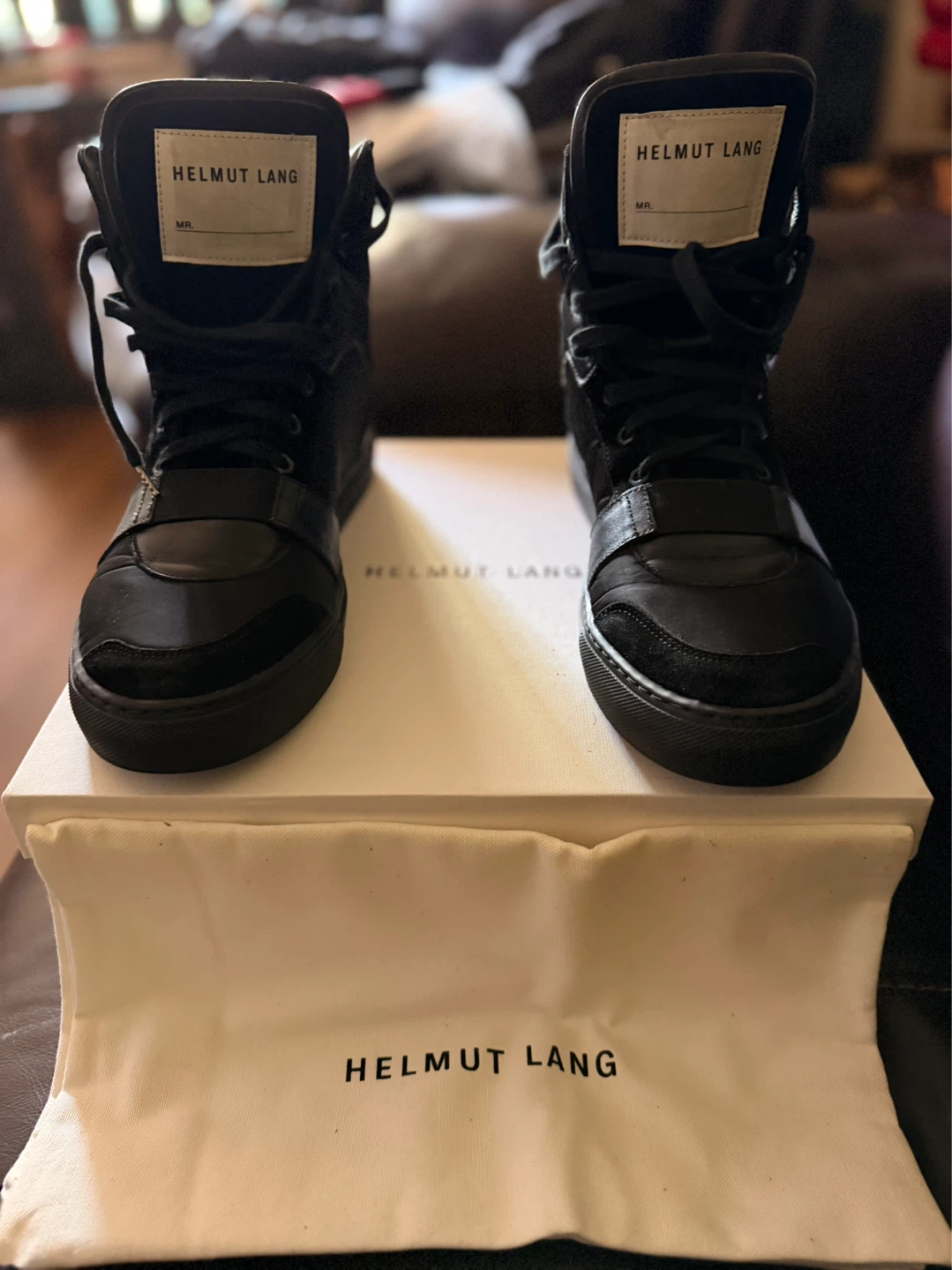 Helmut Lang Black High-Top Sneakers Size 10 Men’s New