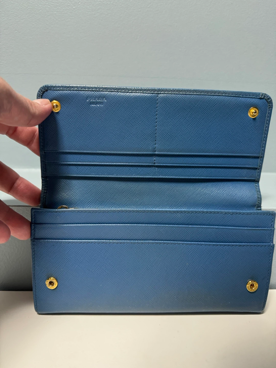 Prada Blue Leather Wallet Authentic - photo 5