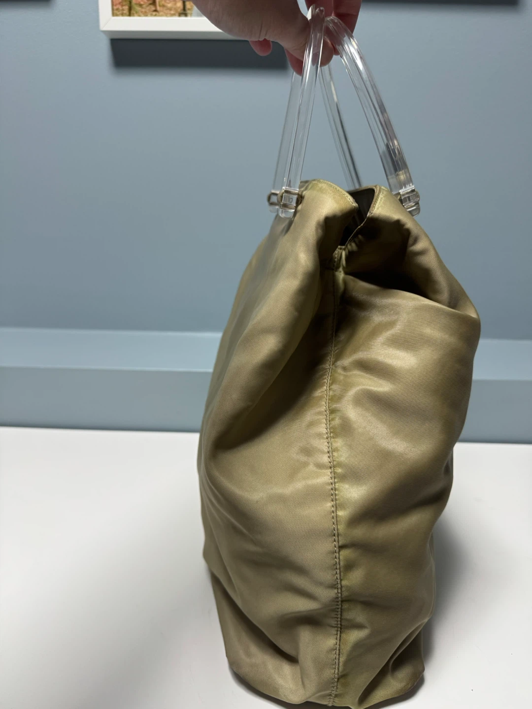 Prada Gold Nylon Authentic Tote Bag with Clear Handles - photo 3