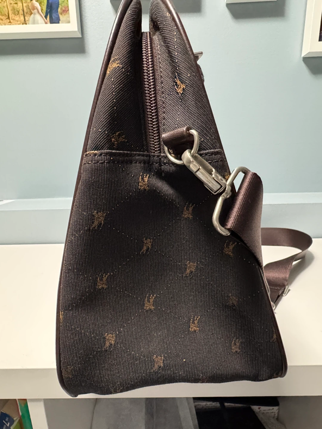 Burberry Blue Canvas Knight Check Travel Bag Authentic - photo 4
