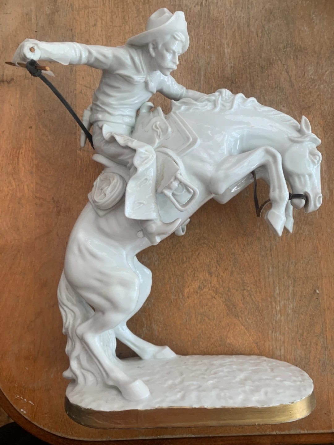 White Porcelain Bronco Buster Sculpture