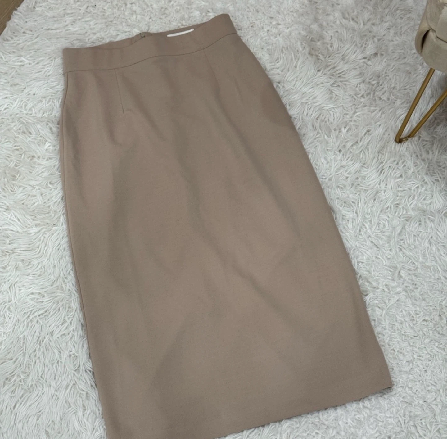 Elegant Beige Long Skirt (Stretchy)