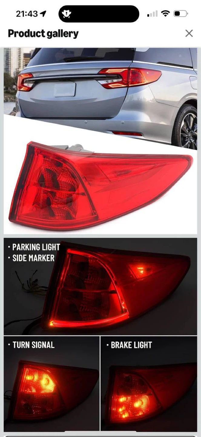 Honda Odyssey 2018-2024 Right Tail Light (Passenger Side) - photo 5