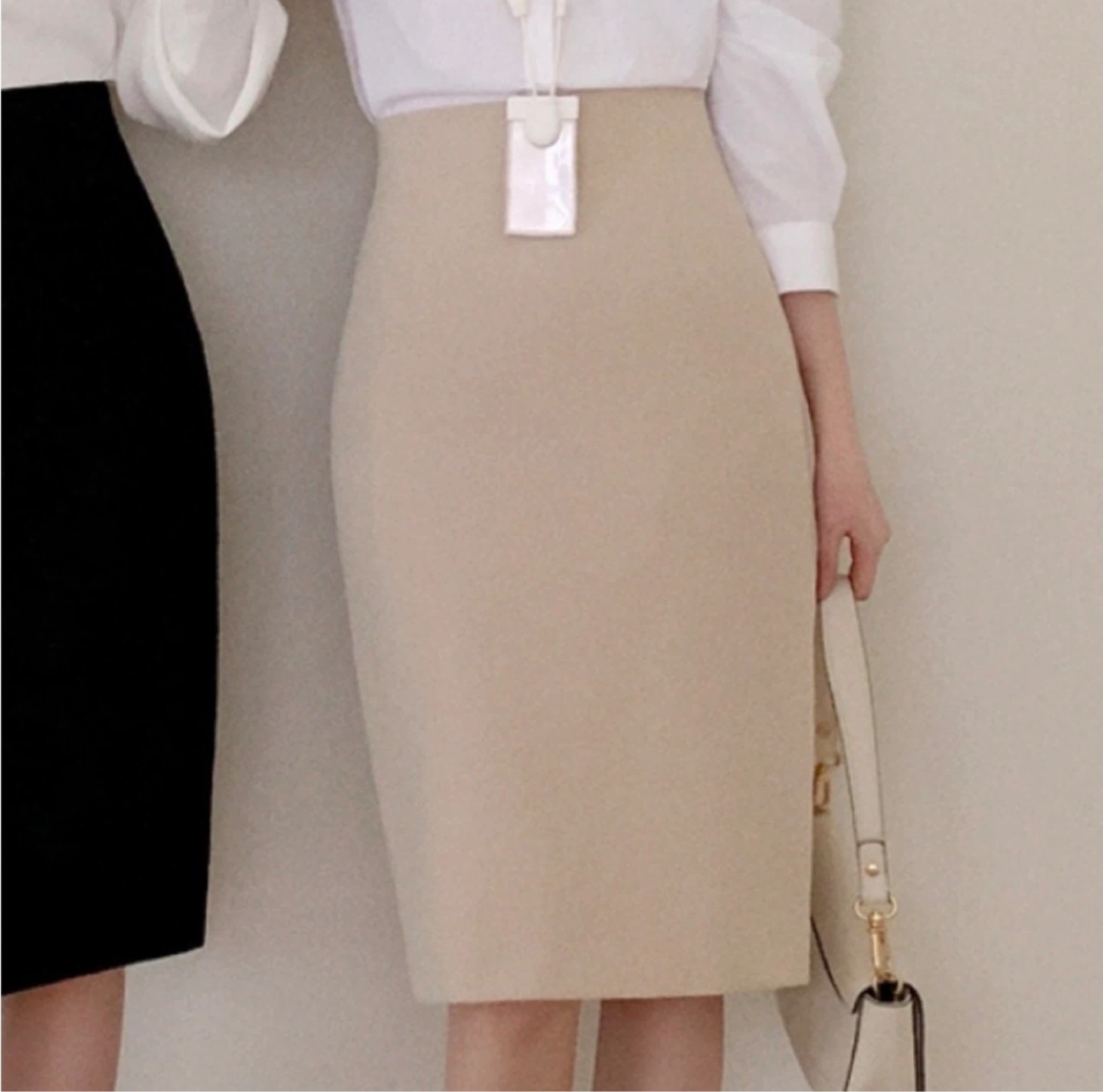 Elegant White Slimming Pencil Skirt
