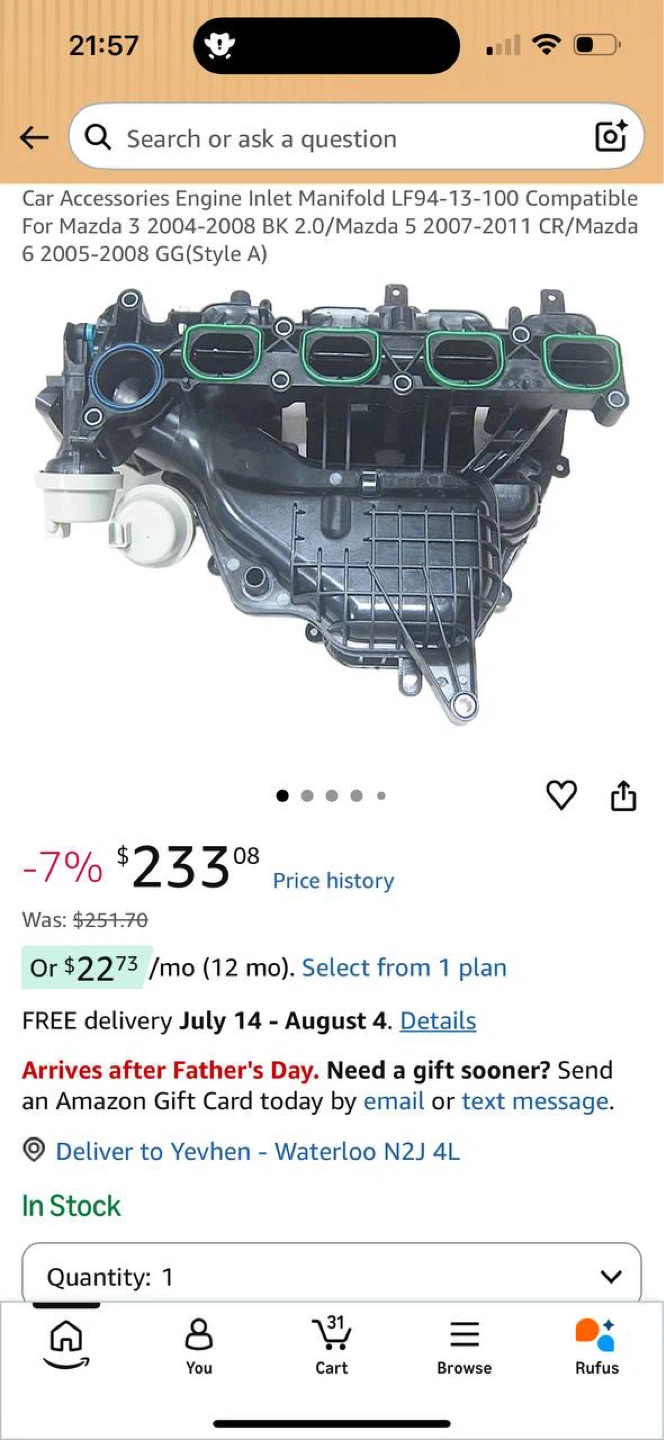 Mazda Intake Manifold LF94-13-100