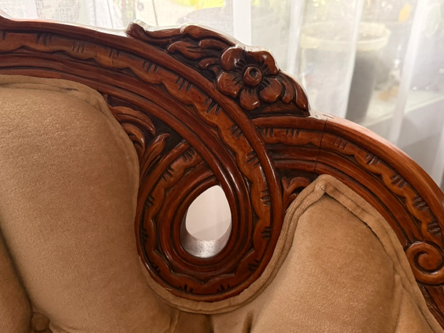 Vintage Accent Chair with Carved Wood - photo 2