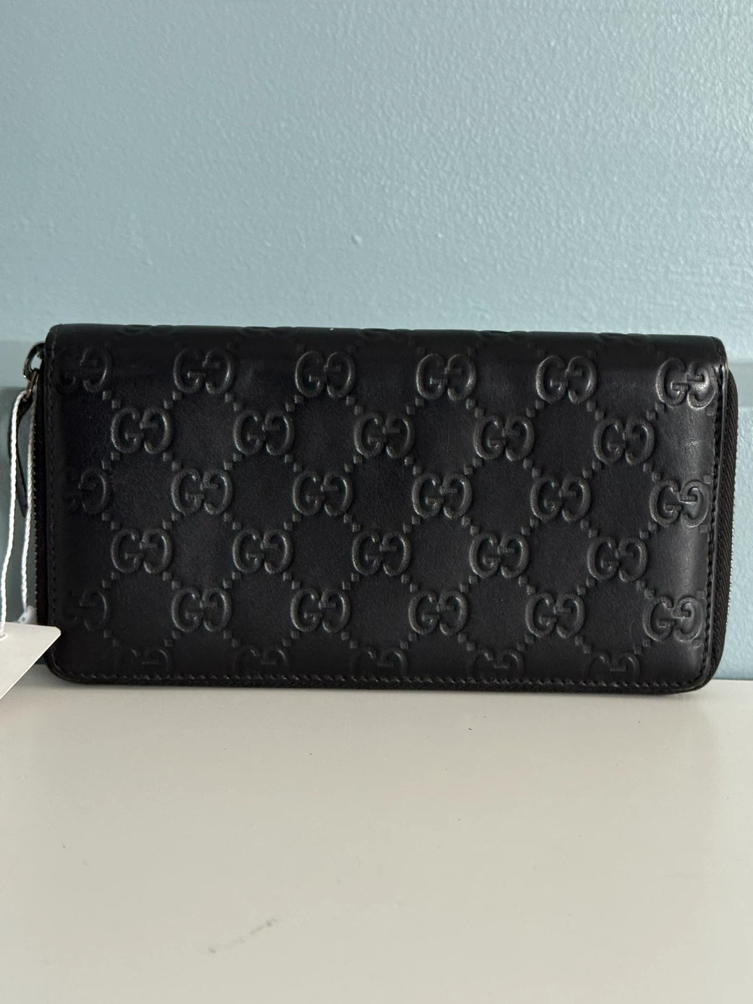 Gucci Black Embossed GG Zip Around Wallet Authentic - photo 2