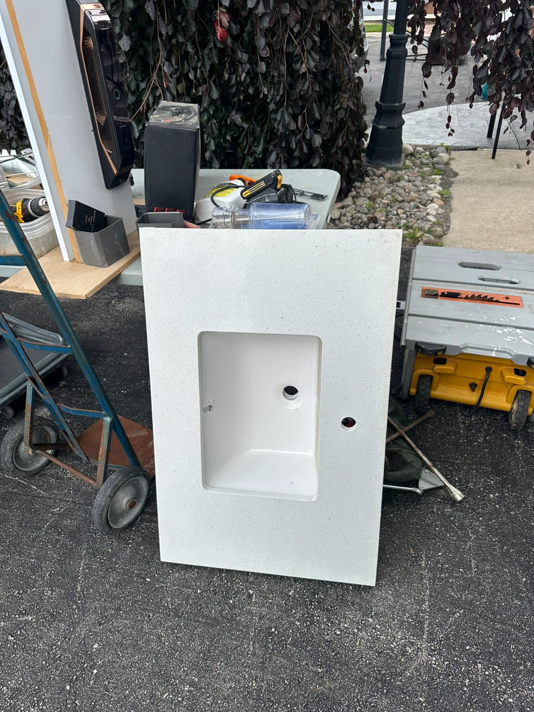 White Bathroom Vanity Cabinet with Countertop - photo 2