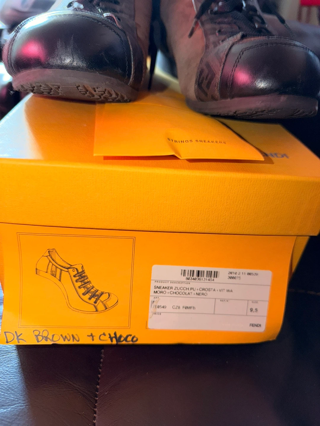 Fendi "FF" Logo Suede & Leather Sneakers Size 9.5 - photo 2