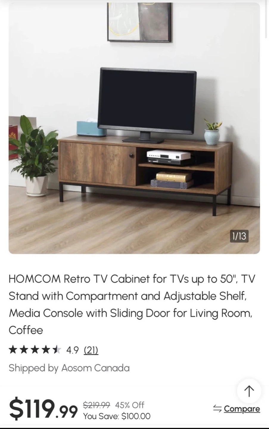 HOMCOM Retro TV Stand Media Console - photo 2