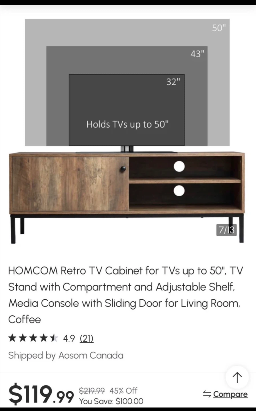 HOMCOM Retro TV Stand Media Console - photo 5