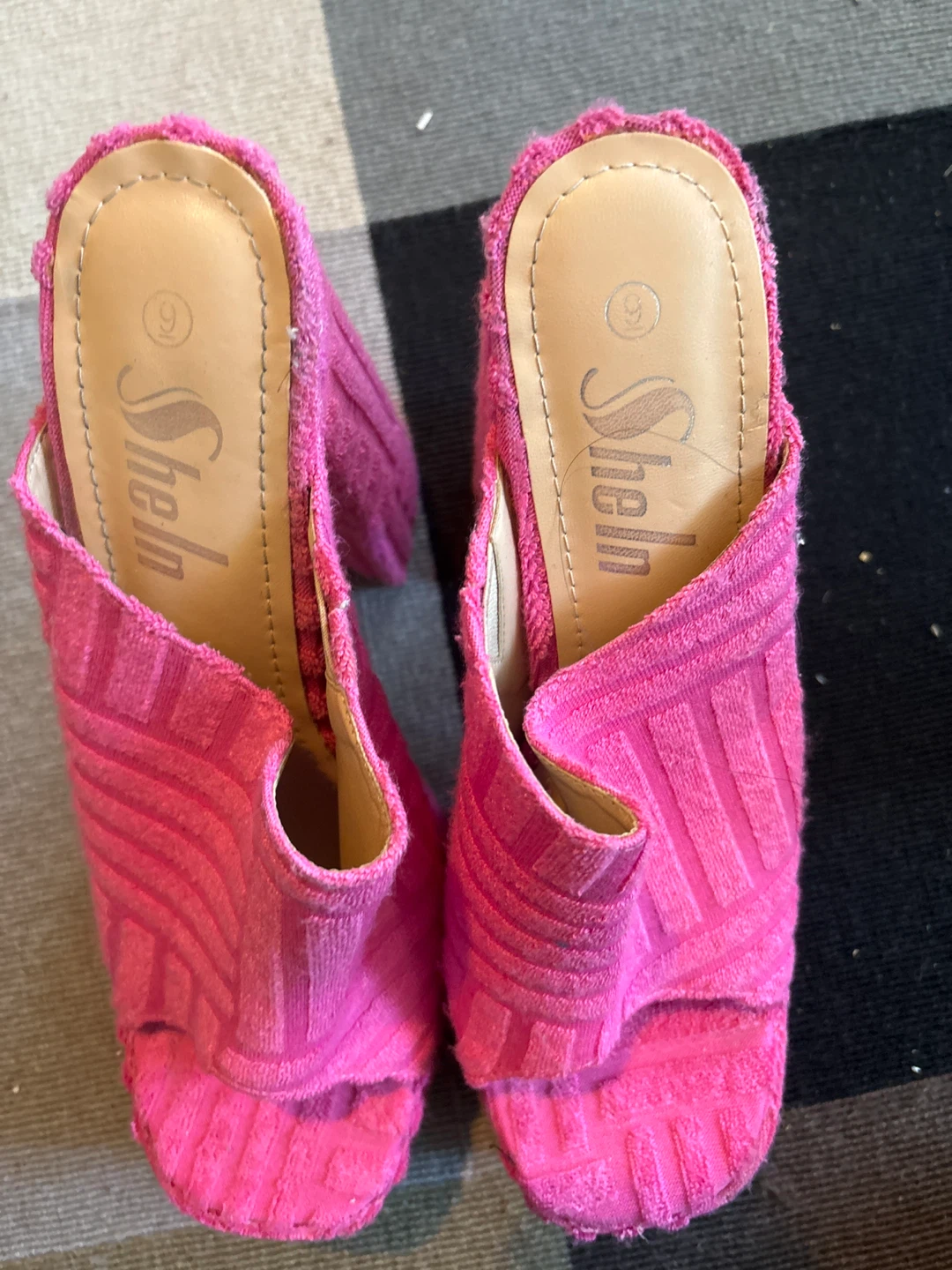 Shein Pink Terry Cloth Platform Heels - Size 9
