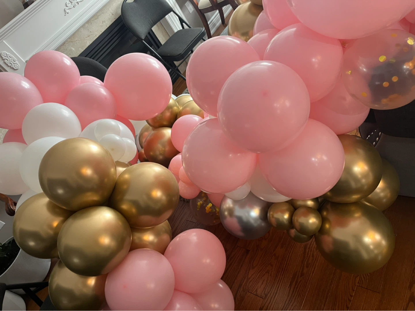 Used Balloon Garland – Light Pink, White, Gold & Silver - photo 5