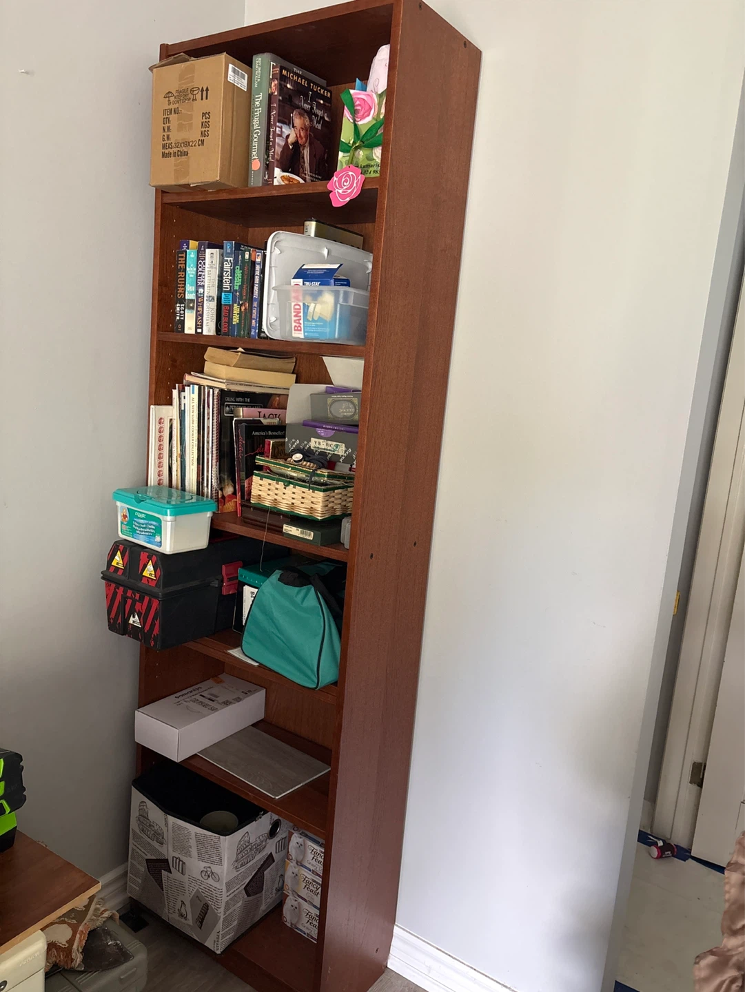 Wood bookshelves items not included