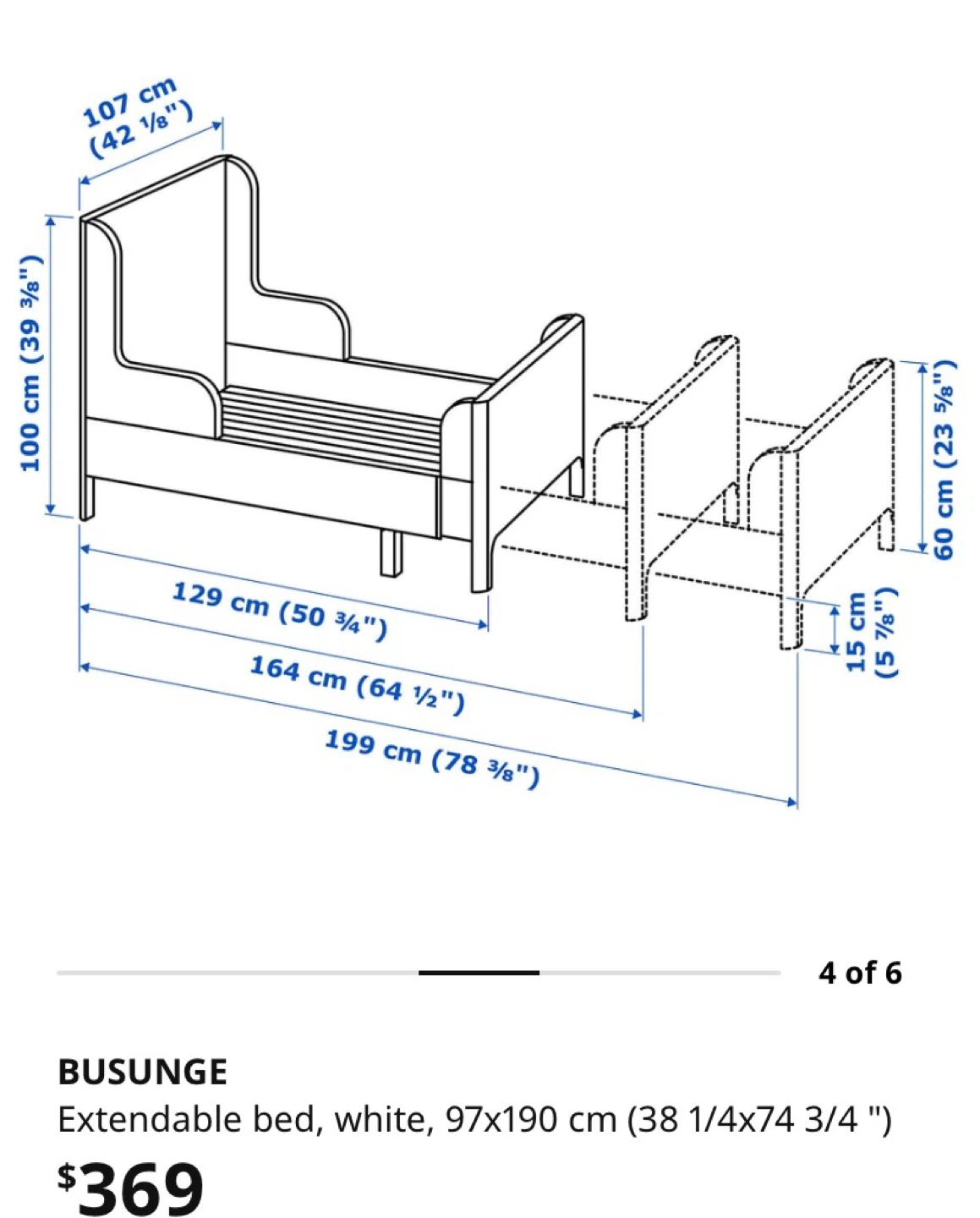 IKEA BUSUNGE Extendable Toddler Bed - Pink - photo 5