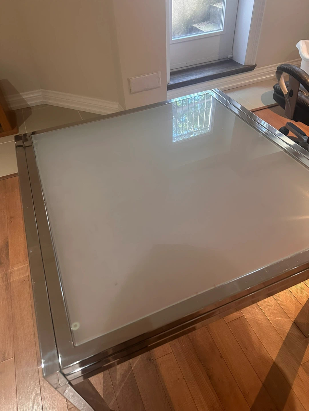 Glass top dining table with chrome frame - photo 2
