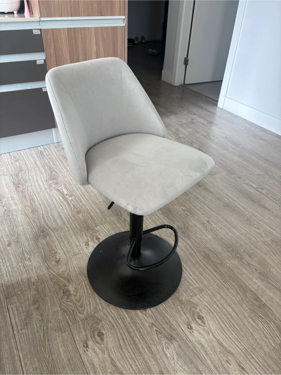 Grey Bar Stool with Black Base