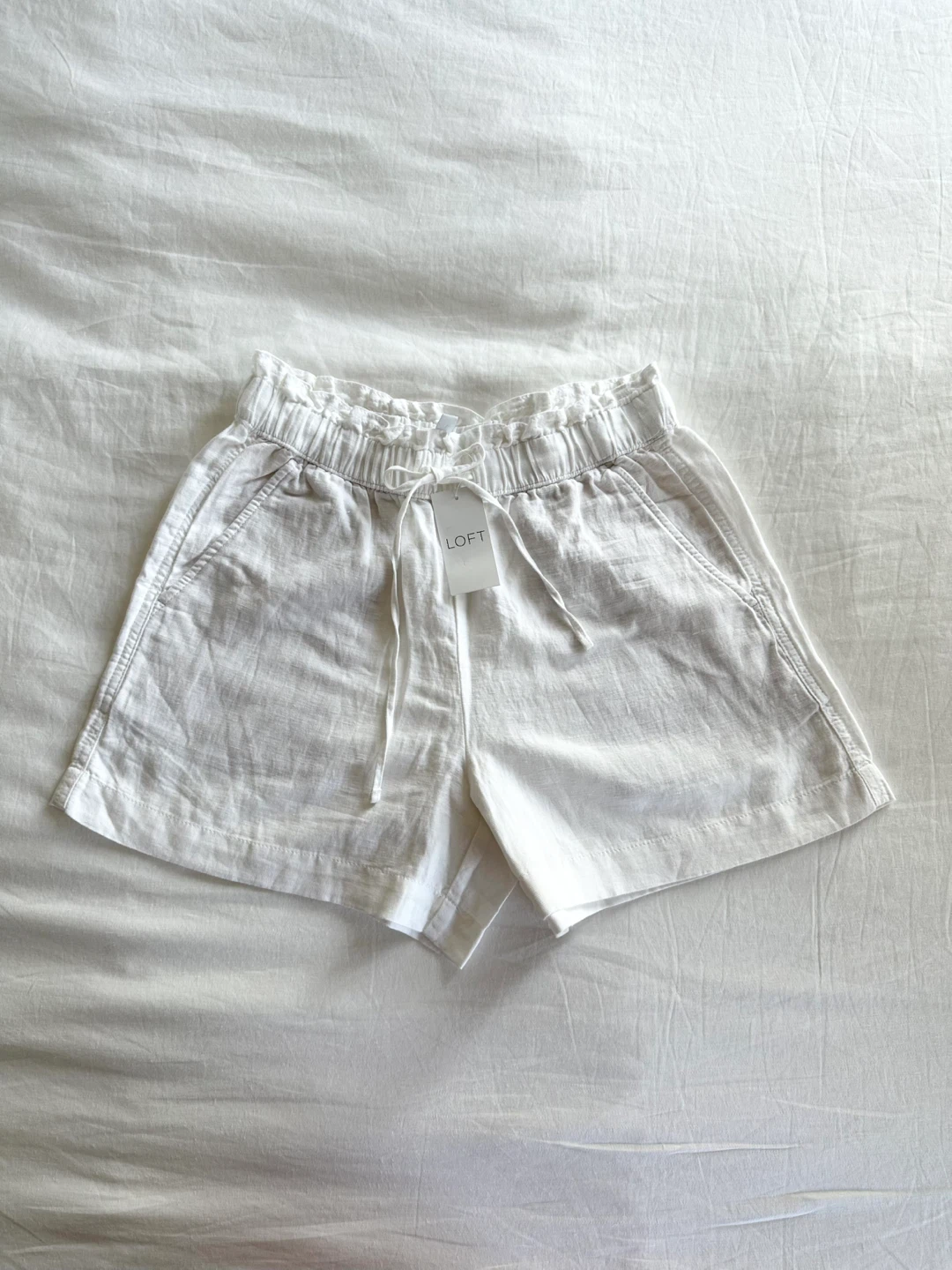 ⚽️ 🆕 LOFT White Linen Blend Shorts - XS - photo 2