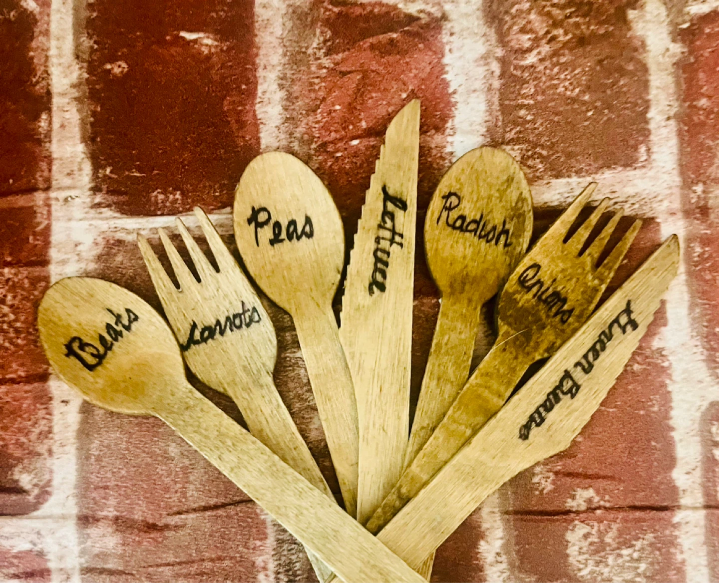 Wooden Spoons and Forks with Vegetable Labels - photo 2