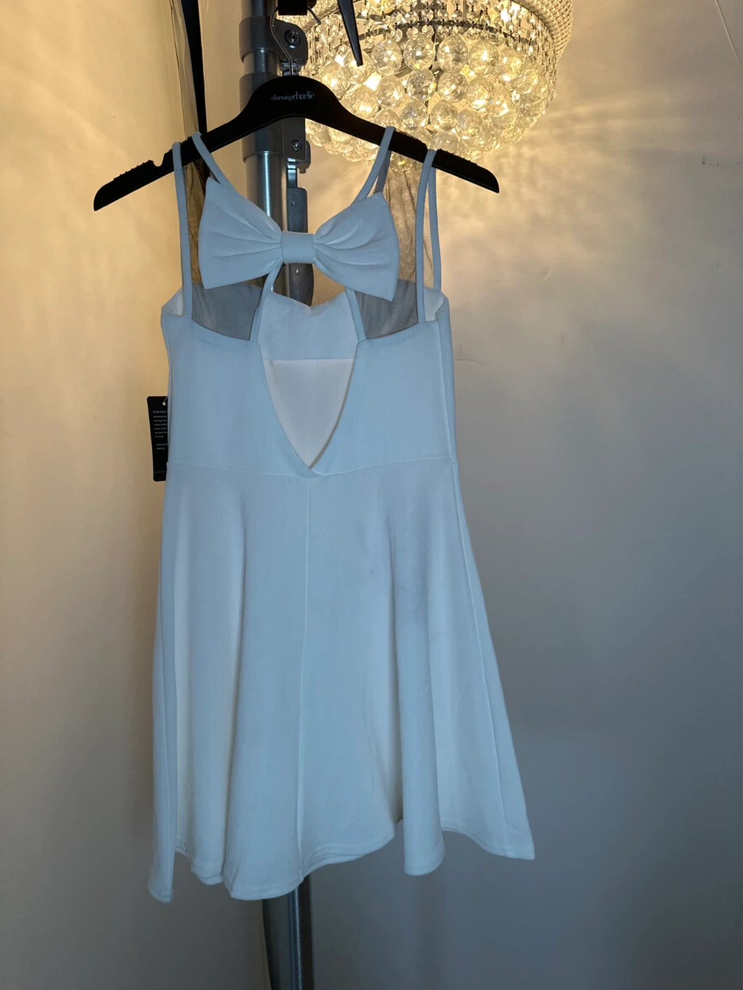 White Fit and Flare Dress with Bow Back - photo 2
