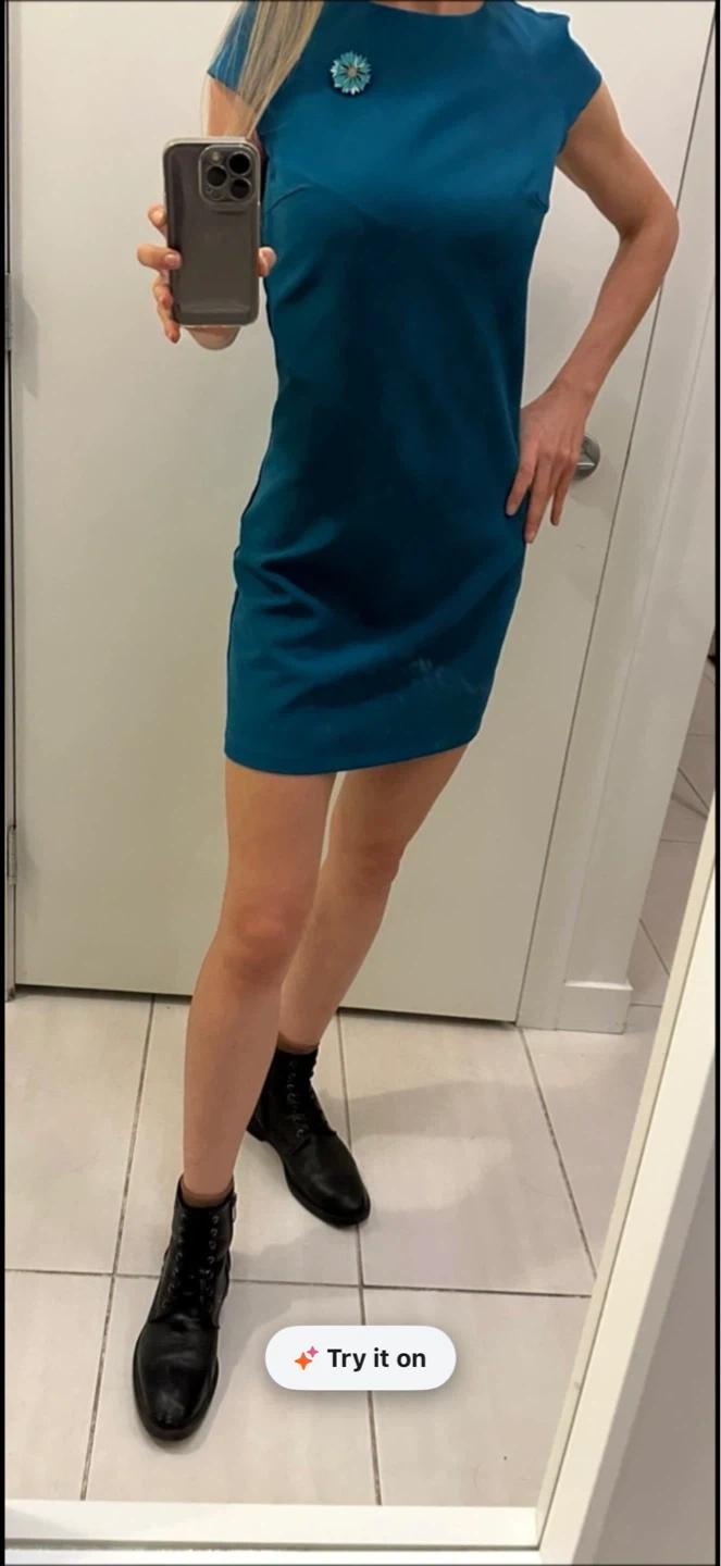 Teal Cap Sleeve Sheath Dress⚽️