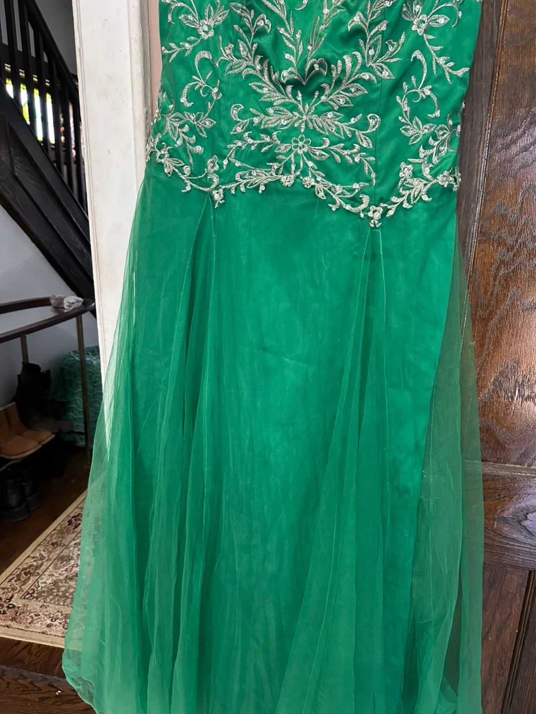 Embellished Emerald Green Evening Dress - photo 3