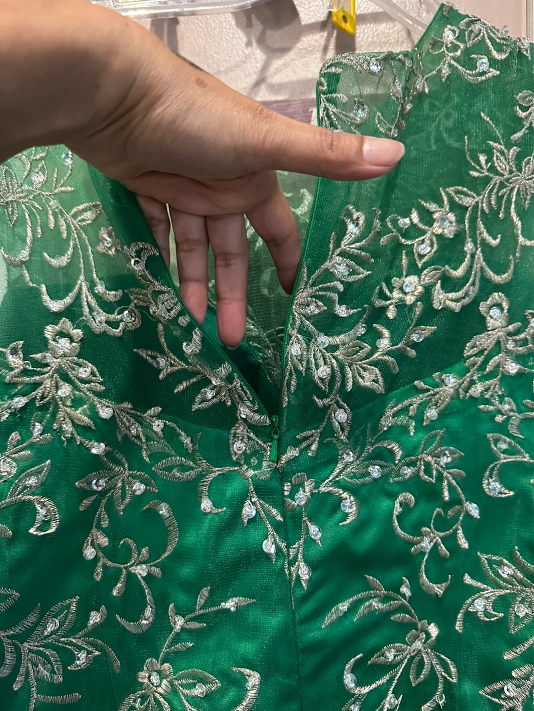 Embellished Emerald Green Evening Dress - photo 5