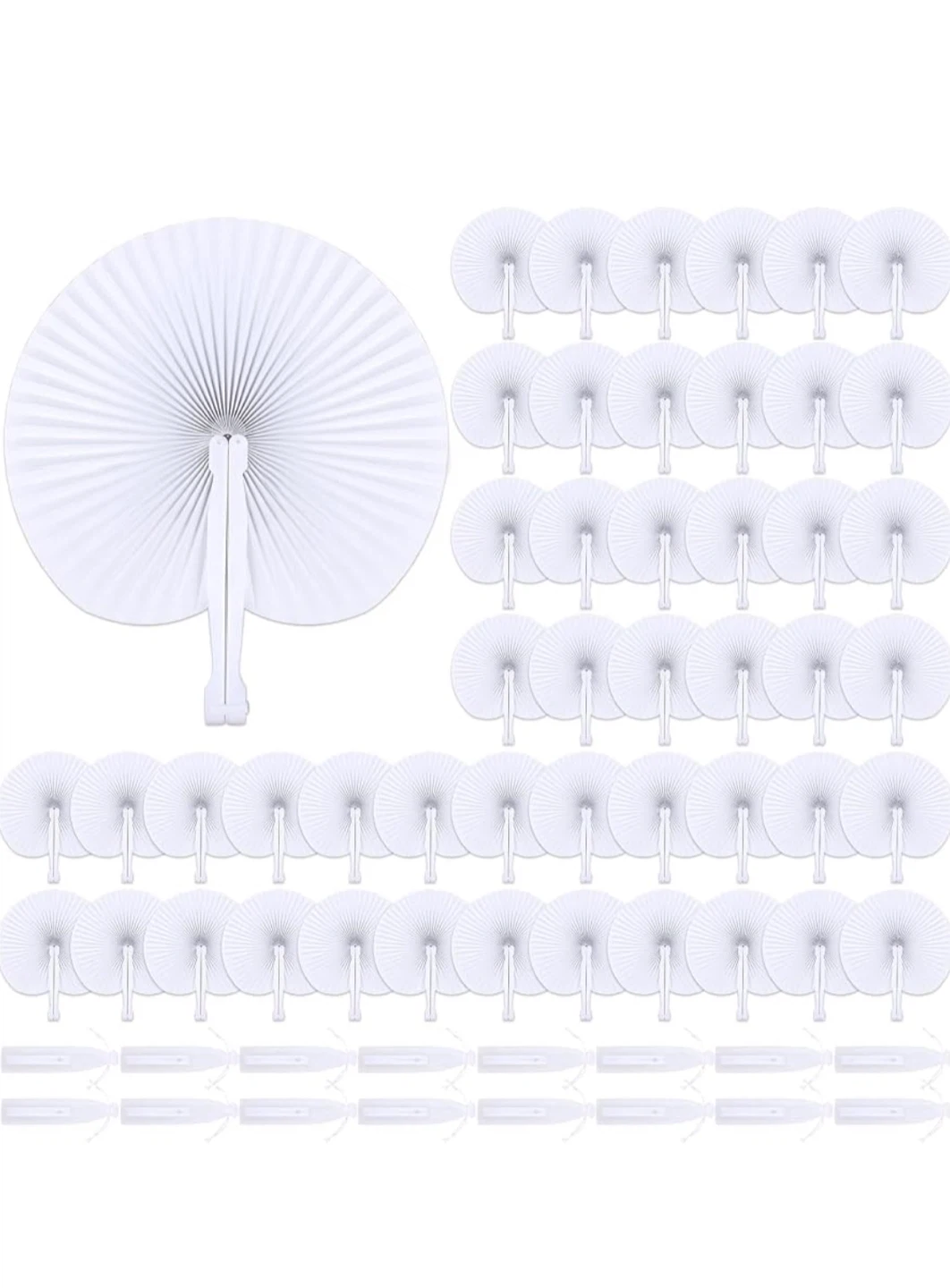 100pcs White Folding Paper Fans