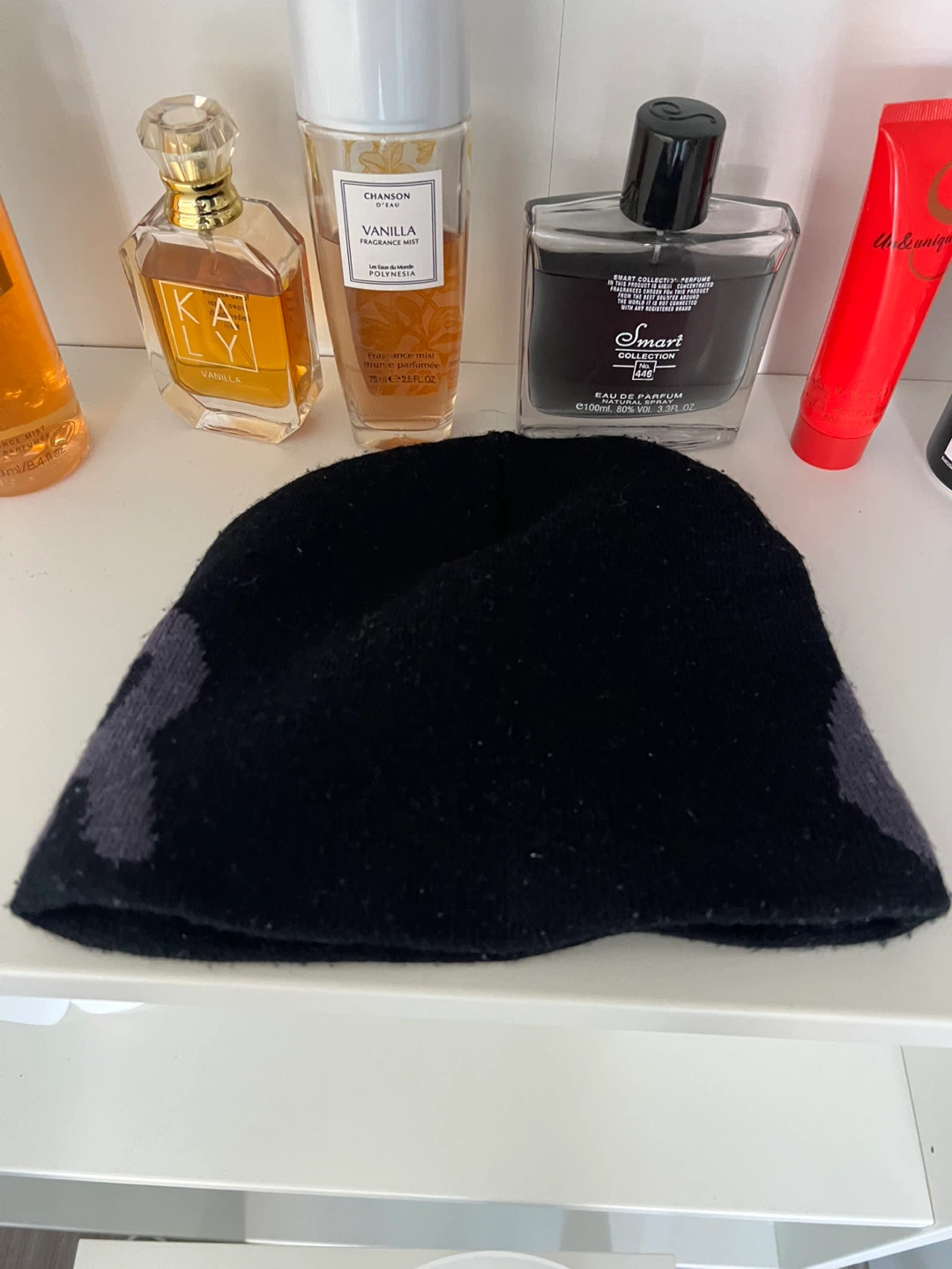 Black Beanie with Grey Pattern