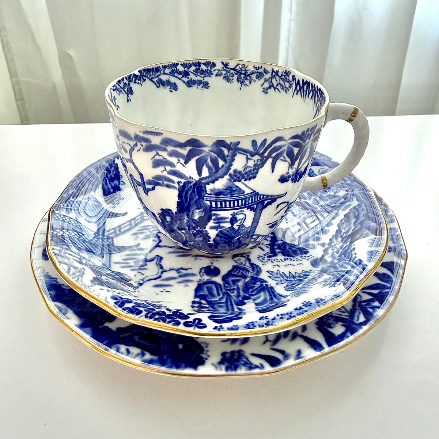 Royal Crown Derby Mikado teacup trio
