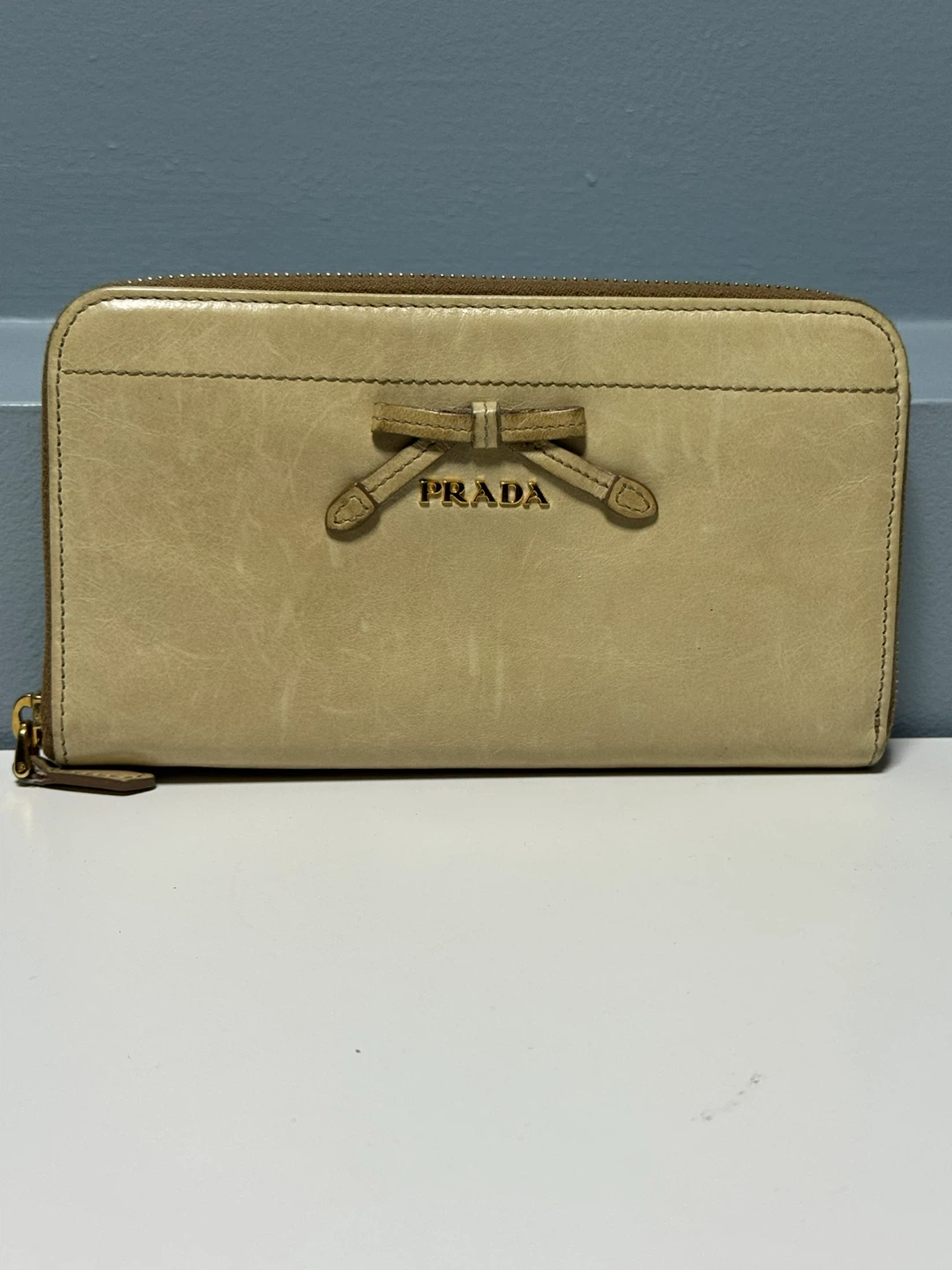 Prada Zip Around Wallet with Ribbon Authentic