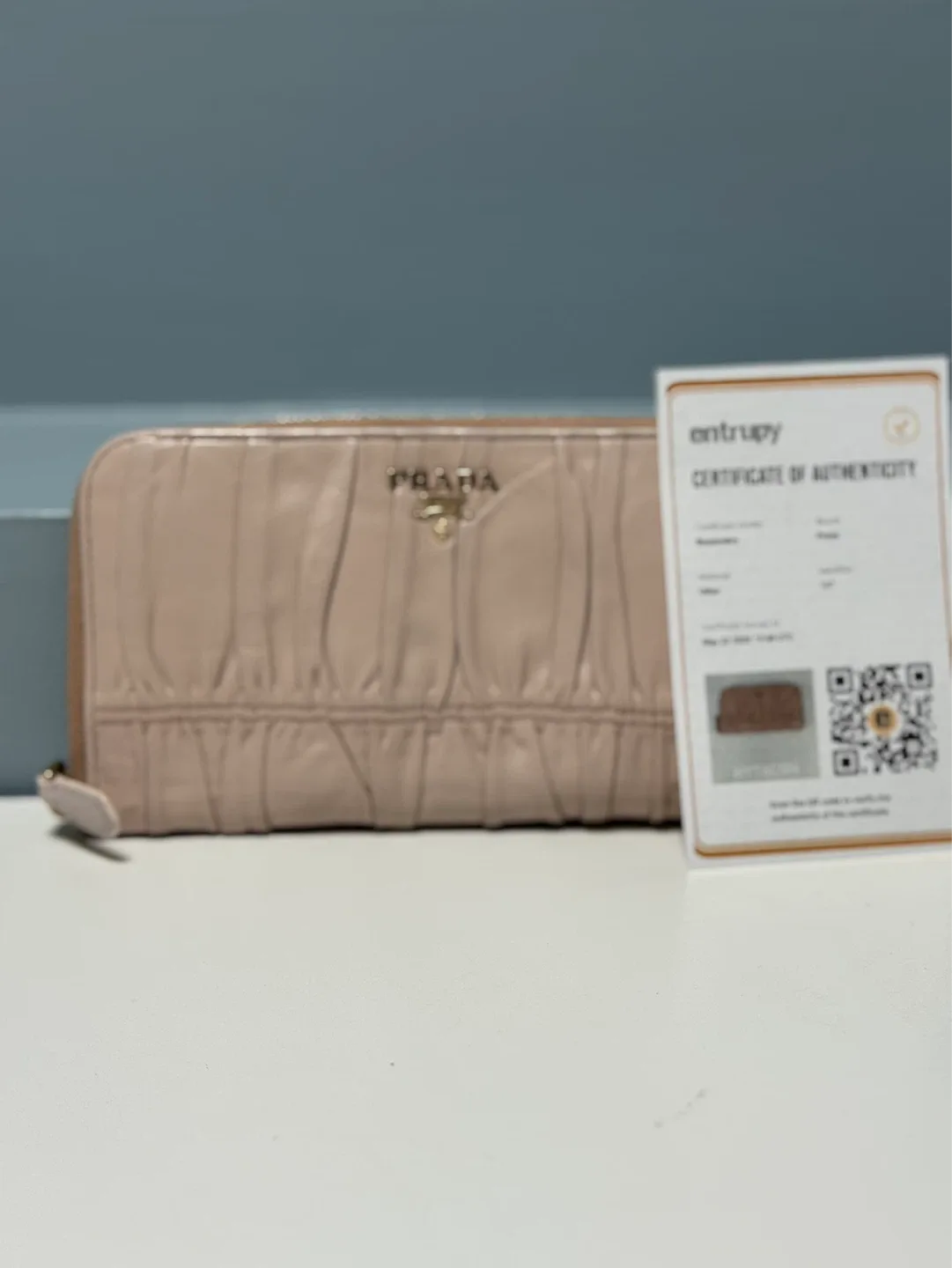 Prada Gaufre Nappa Leather Zip Wallet Authentic