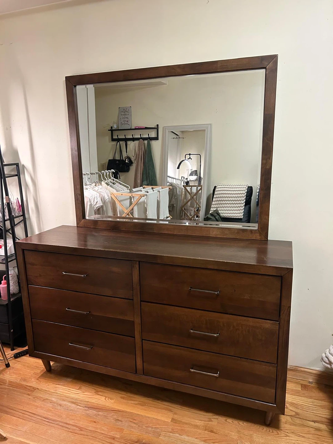 Brown Wood Dresser with Mirror - photo 2