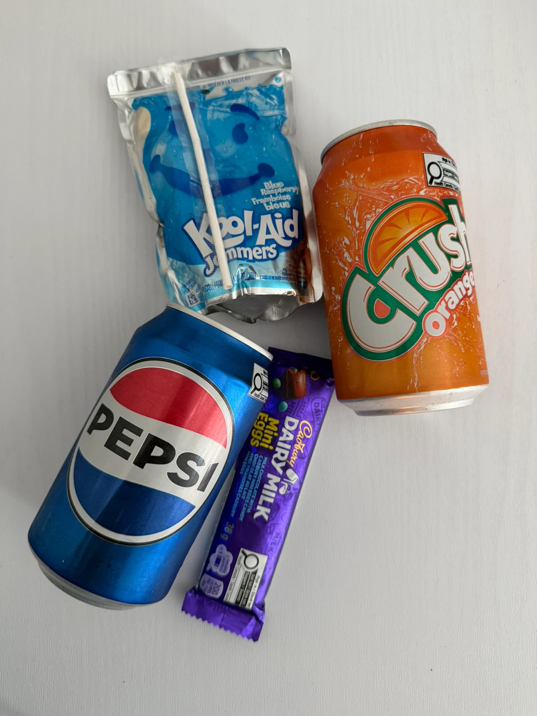 Pepsi, Crush Orange, Kool-Aid & Cadbury Milk Chocolate