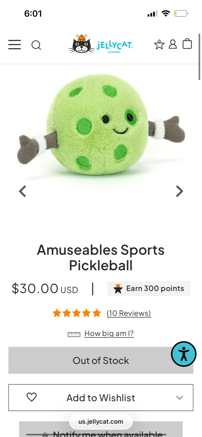 Jellycat Amuseables Sports Pickleball Plush
