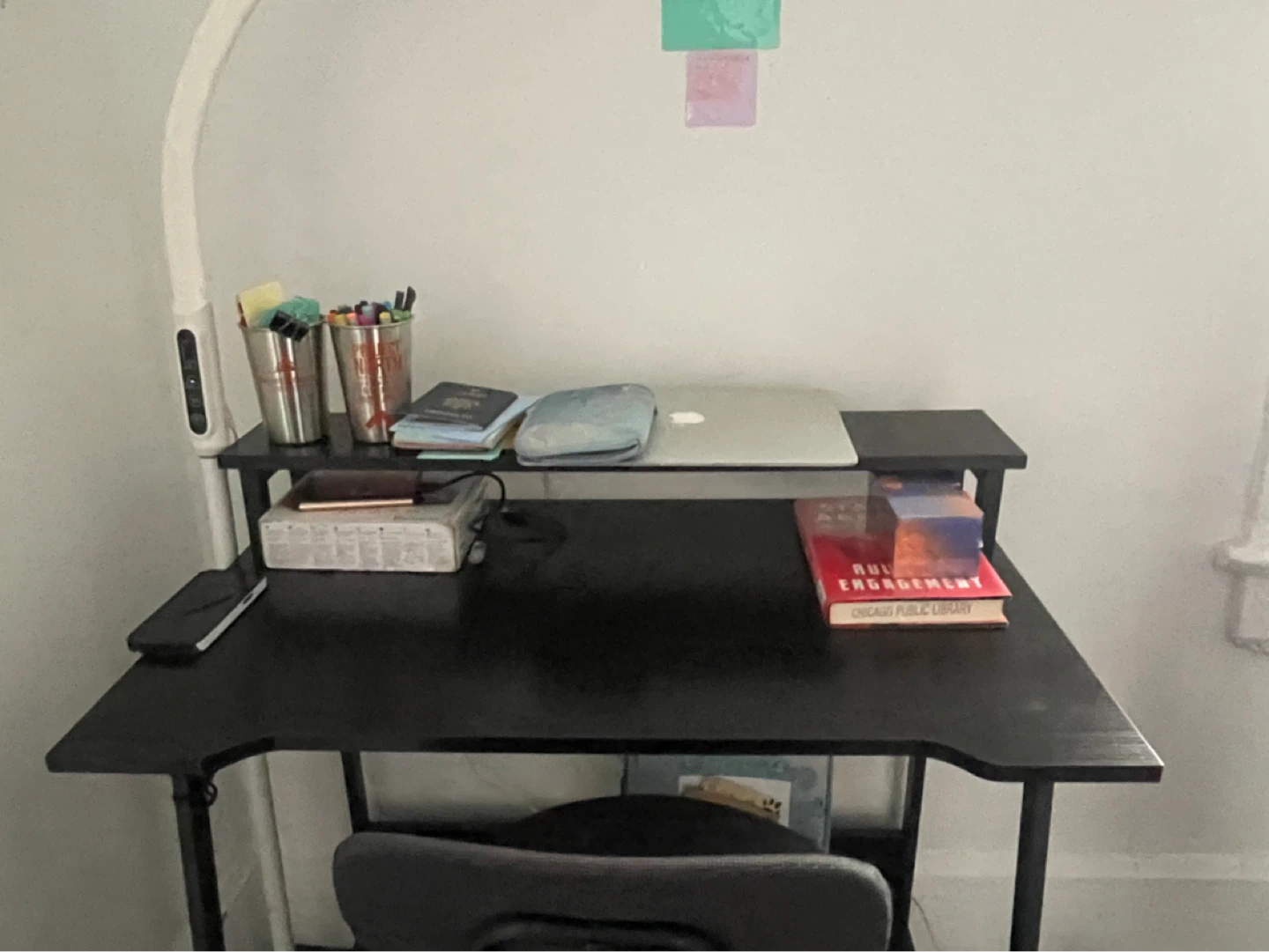 Black Computer Desk with Shelf - photo 2