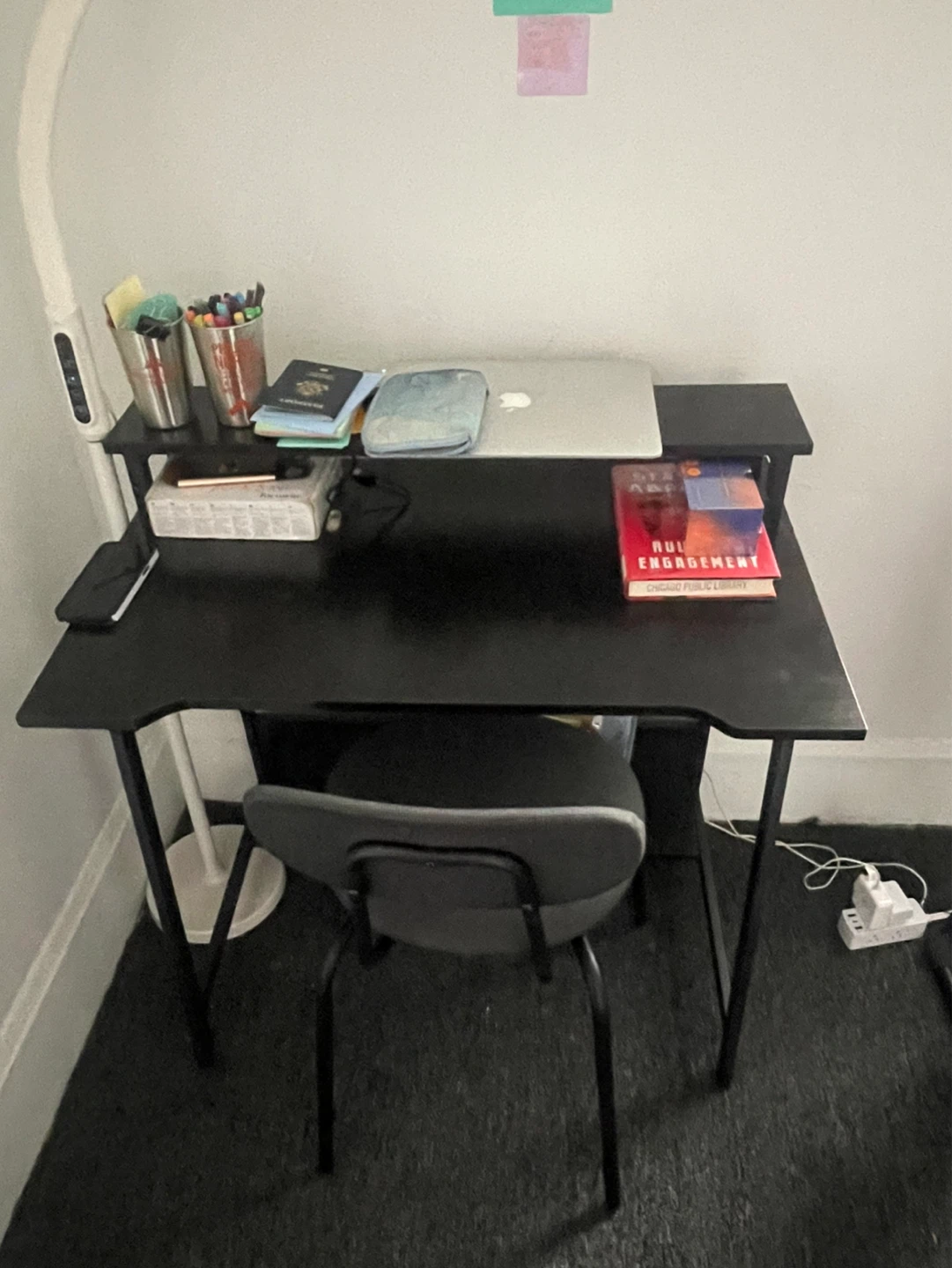Black Computer Desk with Shelf