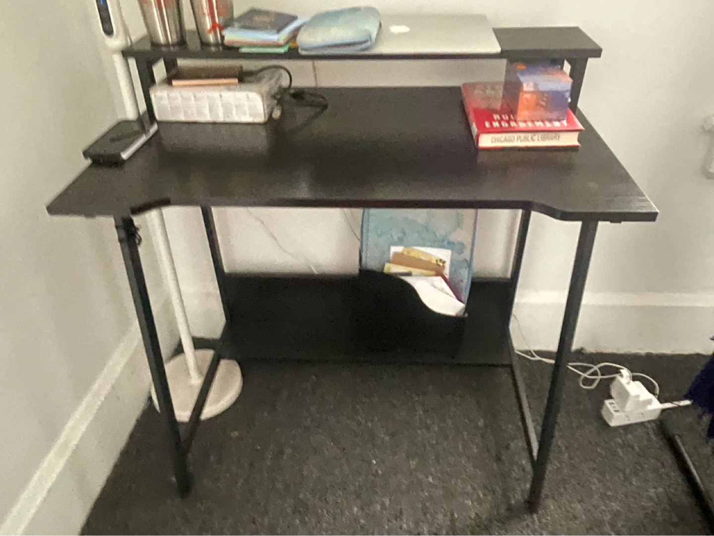 Black Computer Desk with Shelf - photo 3