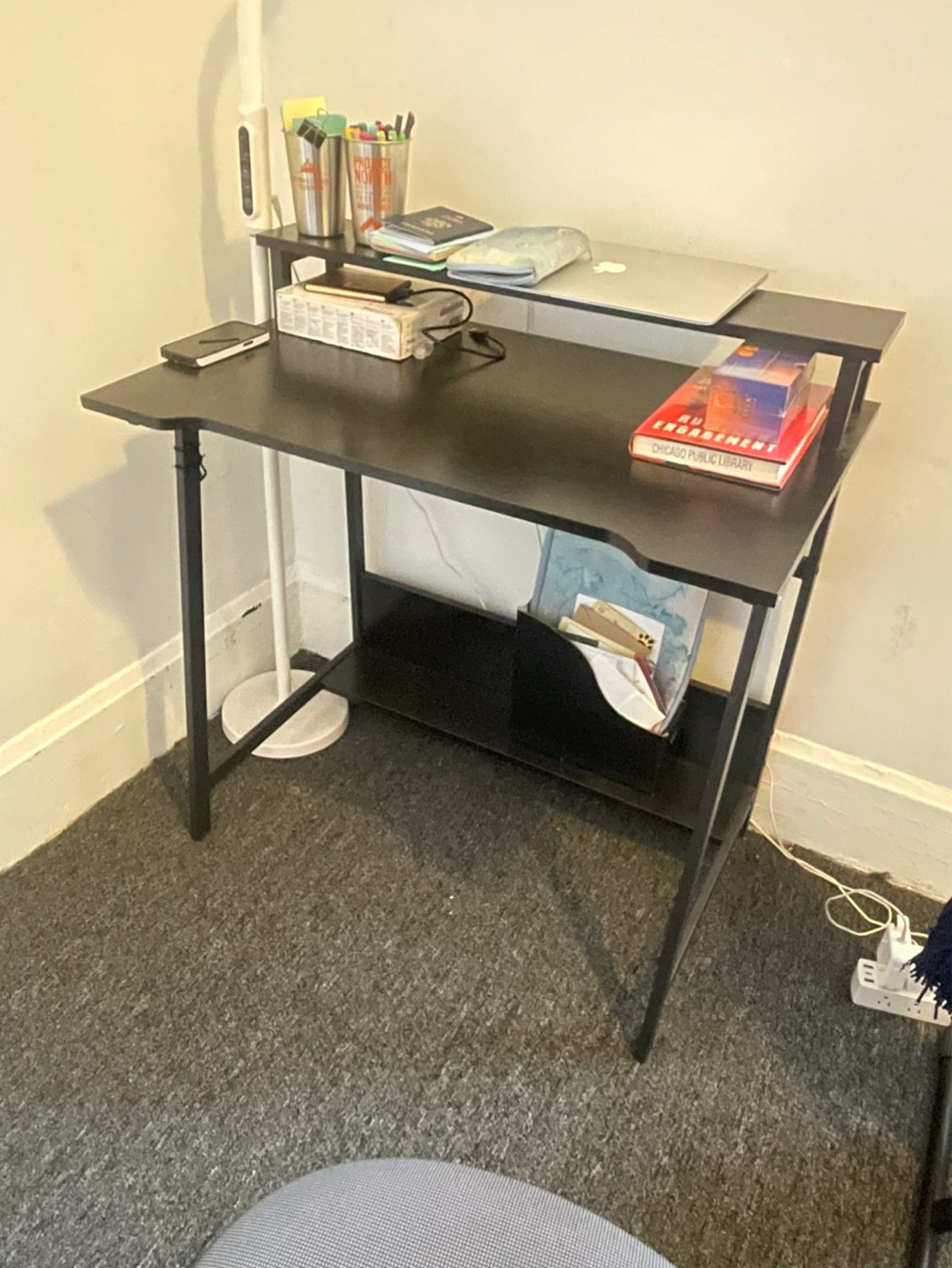 Black Computer Desk with Shelf - photo 4