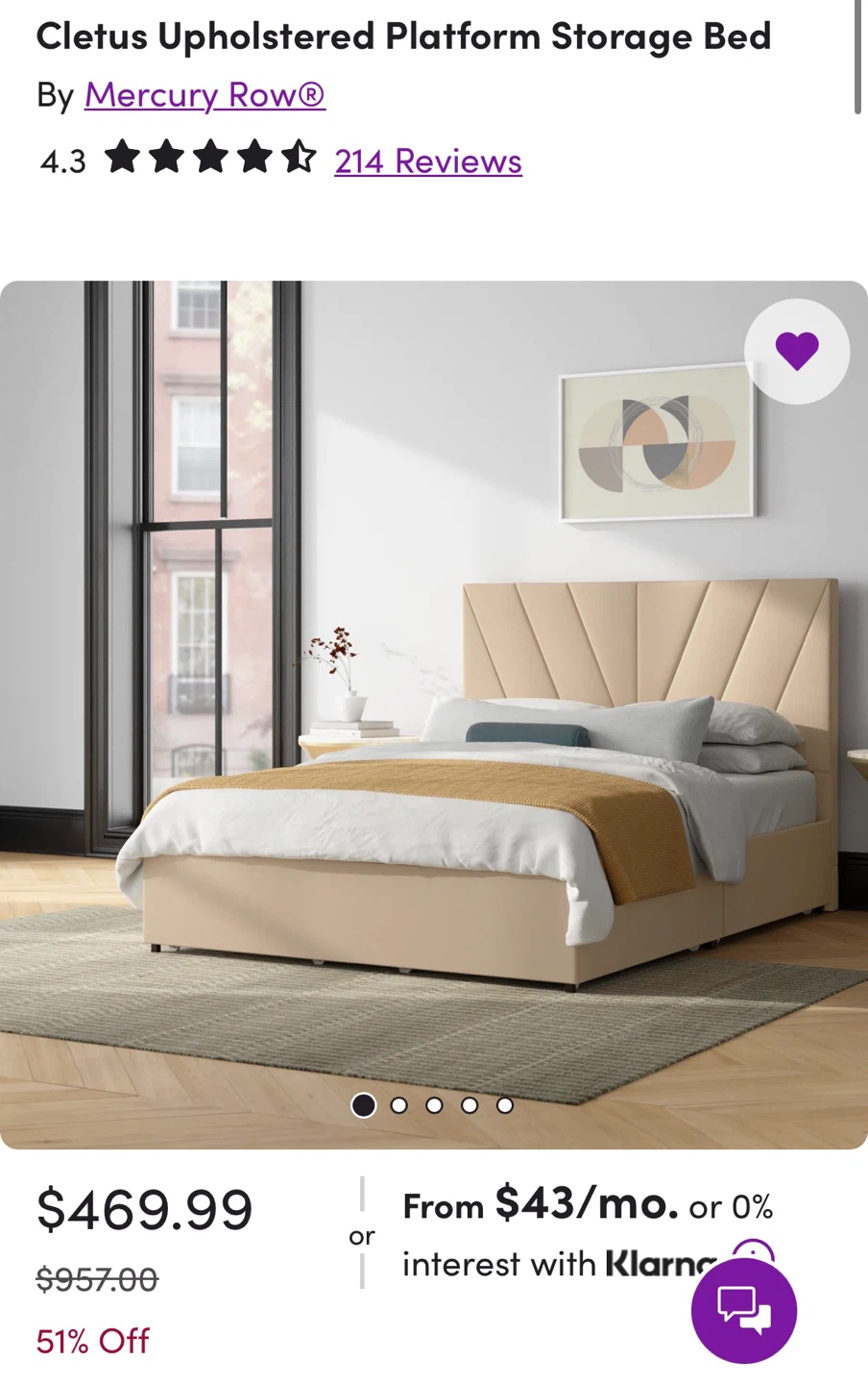 Mercury Row Cletus Upholstered Platform Storage Bed