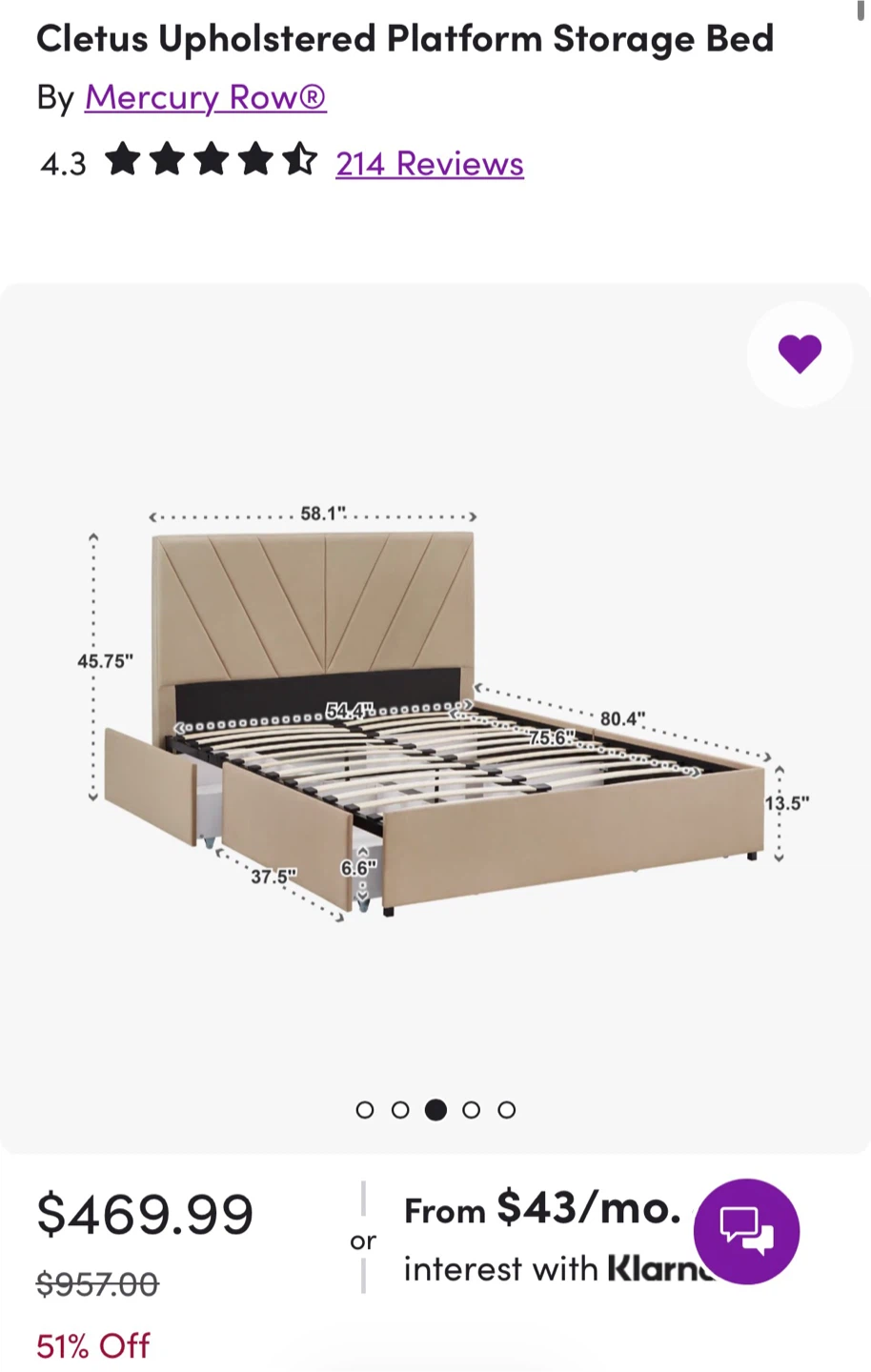 Mercury Row Cletus Upholstered Platform Storage Bed - photo 2