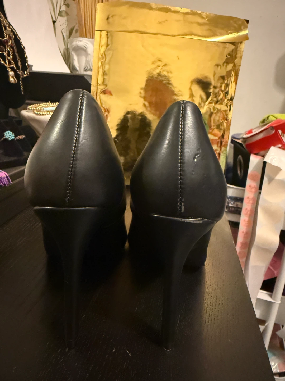 Express Black Faux Leather Heels - photo 2