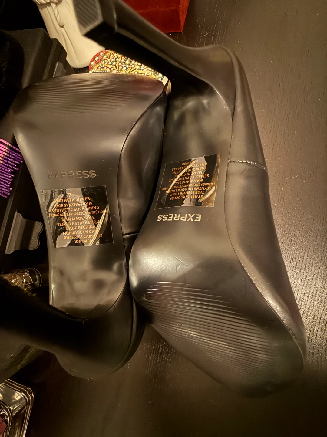 Express Black Faux Leather Heels - photo 3