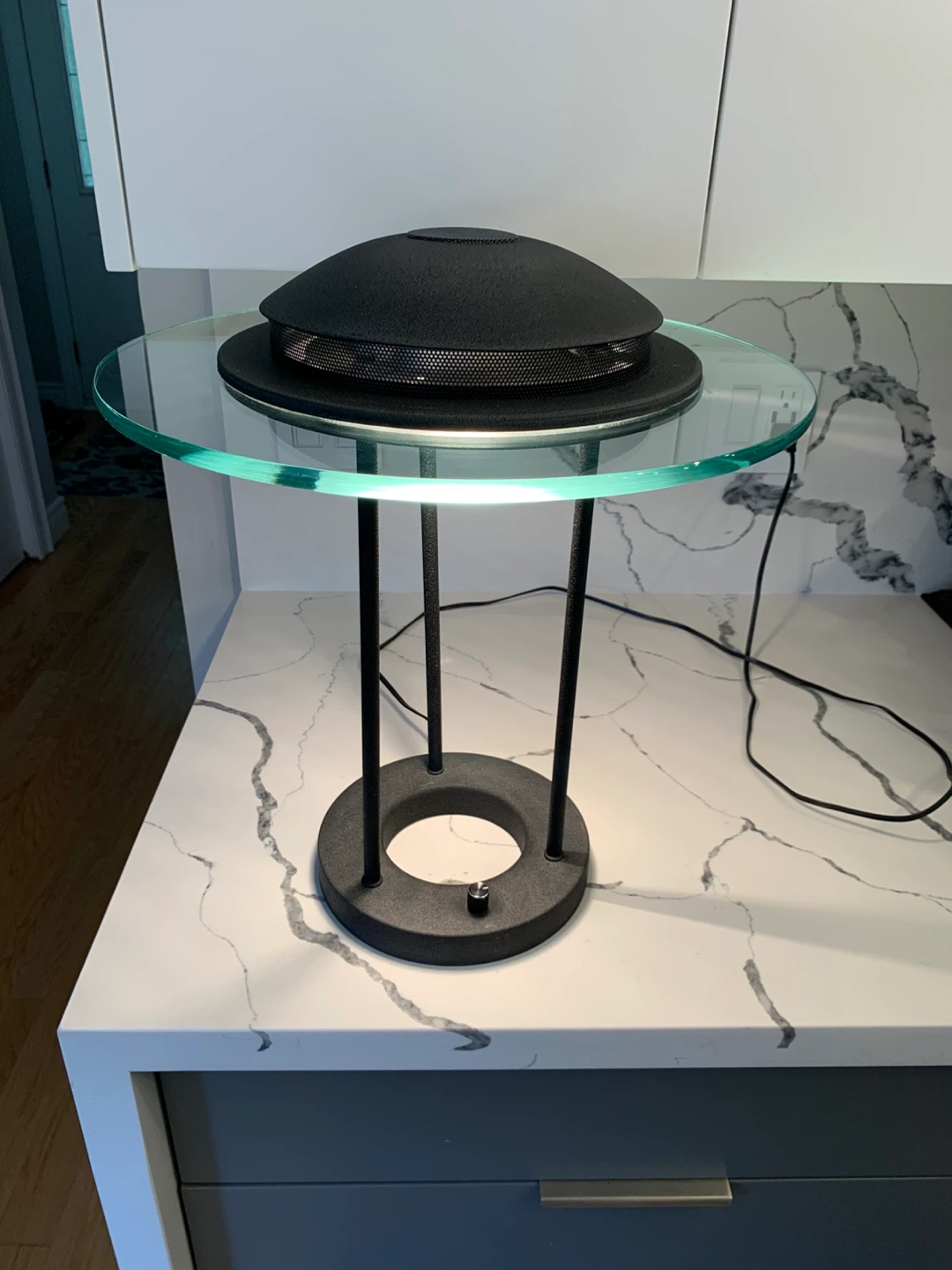 Robert Sonneman Saturn Lamp: 1980s Postmodern UFO Desk Light