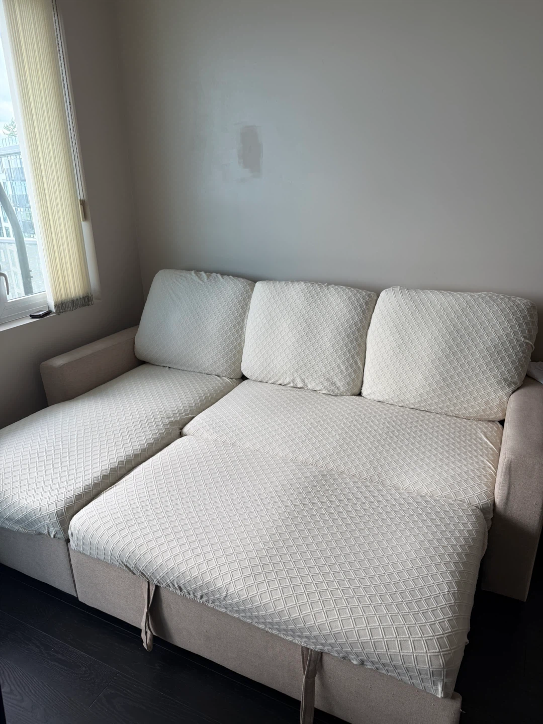 Beige Sectional Sofa Bed with Storage - photo 4
