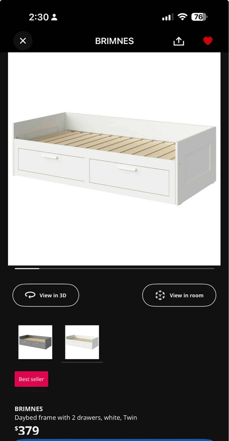 IKEA BRIMNES Daybed with 2 Drawers - White, Twin - photo 5