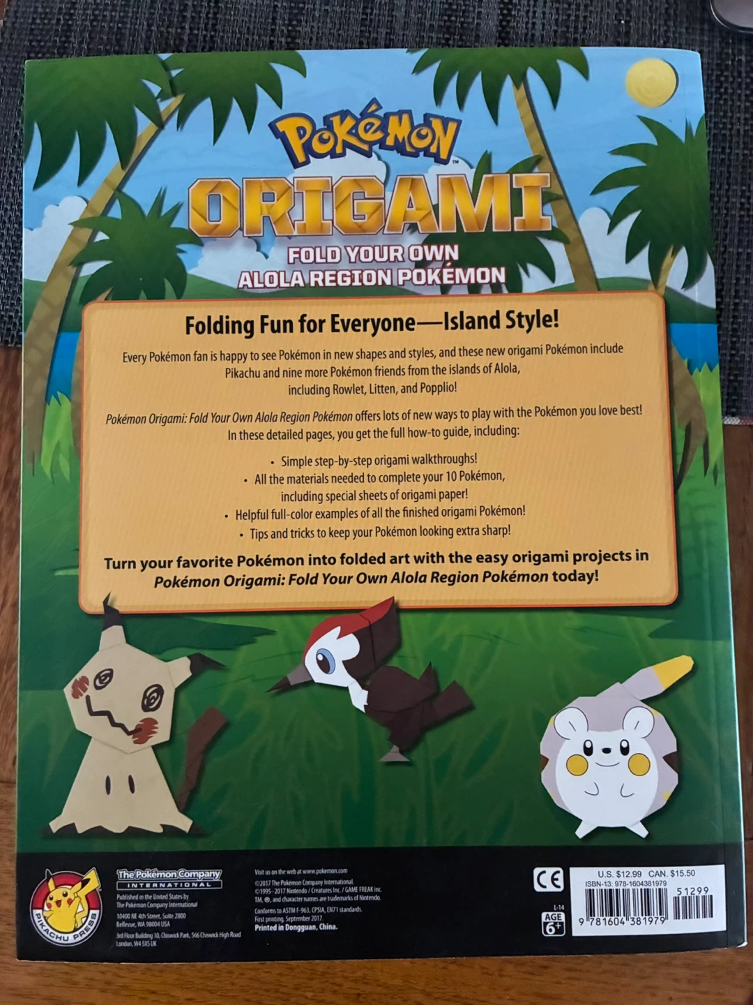Pokemon Origami: Fold Your Own Alola Region Pokemon Book - photo 2